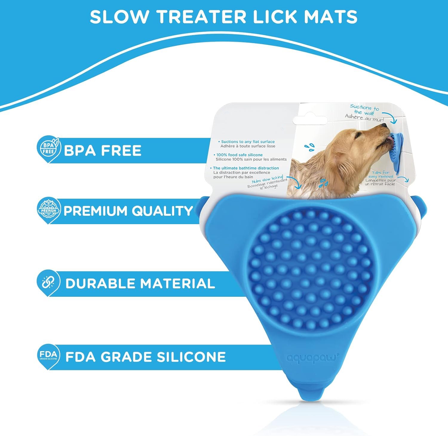 Premium Licking Mat for Dogs & Cats | Non-Slip Slow Feeding Mat for Food, Treats & Peanut Butter | Dog Anxiety Relief & Boredom Reducer with Suction Cups | Perfect for Bathing, Grooming